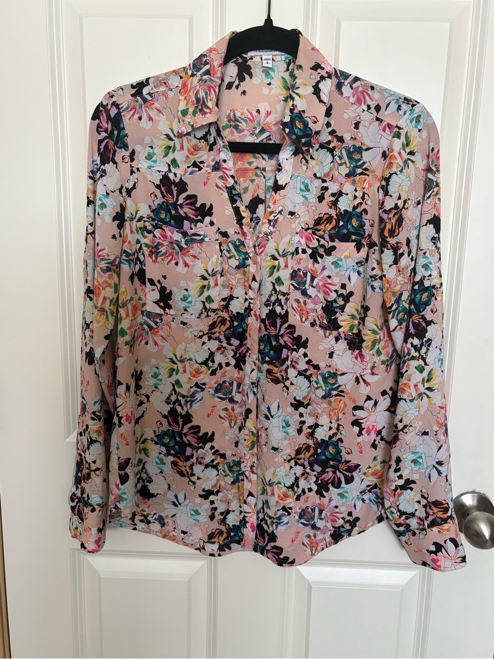 Express Blush Pink Multicolor Floral Button-Up Blouse